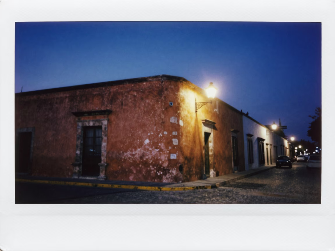 Blue Hour Street Scene in Merida Mexico with Vintage Architecture and Local Life in in Merida, Mexico