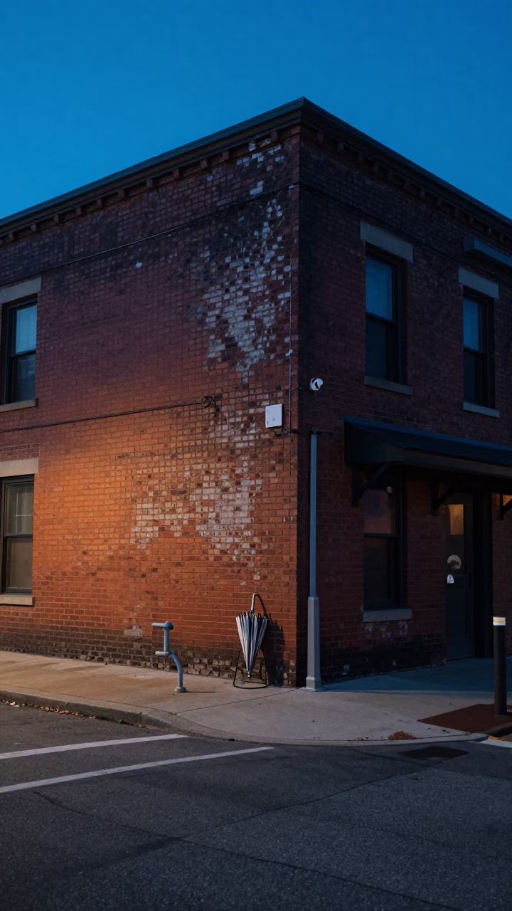 Blue Hour Street Scene in Nashville Tennessee with Umbrella Stand and Turnbuckle in in Nashville, Tennessee, United States