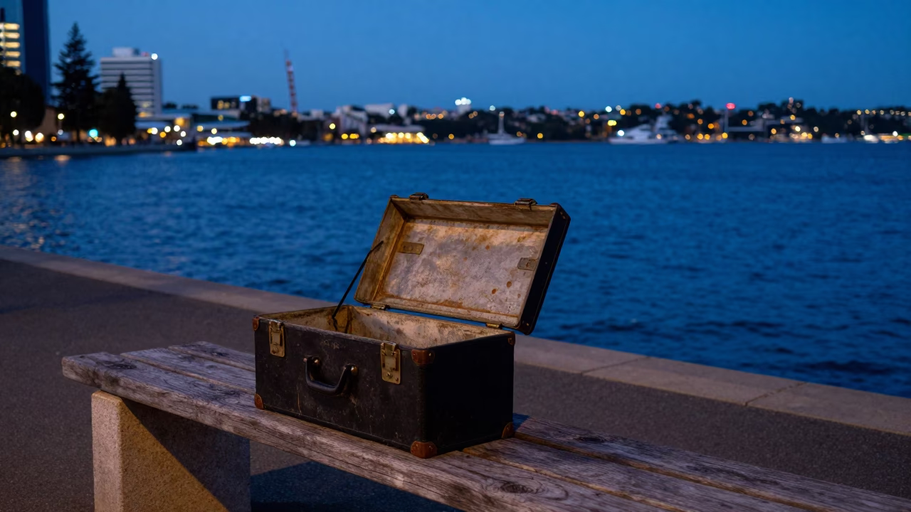 Blue Hour Street Scene in Perth Western Australia with Vintage Toolbox and Ripples in in Perth, Western Australia, Australia