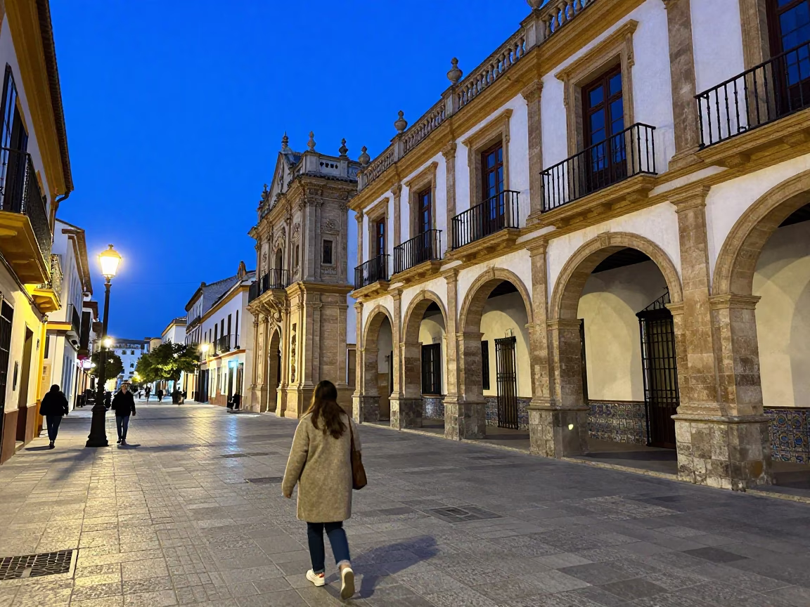 Blue Hour Street Scene in Valencia Spain with Traditional Architecture and Urban Life in in Valencia, Spain