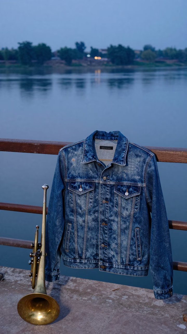Blue Hour Street Scene with Indigo Denim and River Reflections in in Jhelum