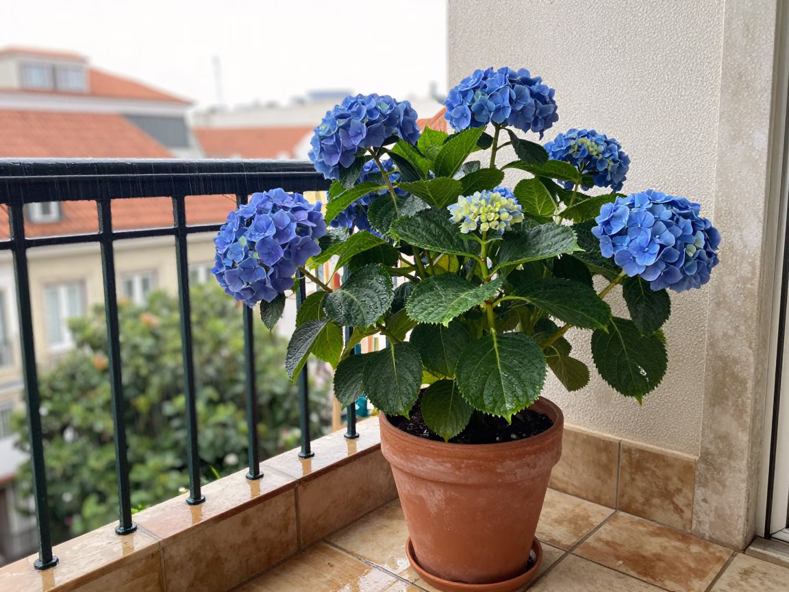 Blue Hydrangeas in Lisbon in in Lisbon, Portugal