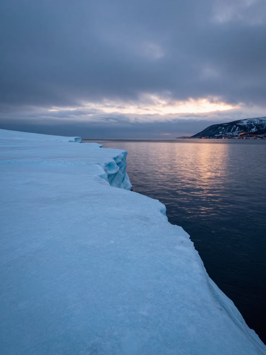 Blue Ice Shelf Edge Oslo Indigo Twilight in near Oslo