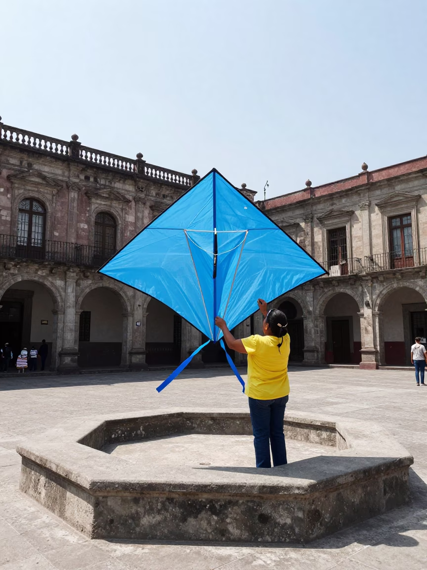 Blue Kite in Mexico City in in Mexico City, Mexico