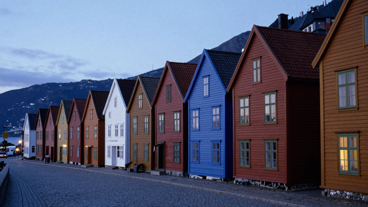 Blue Light at The Last Blue Light Of Evening in Bergen in in Bergen, Norway