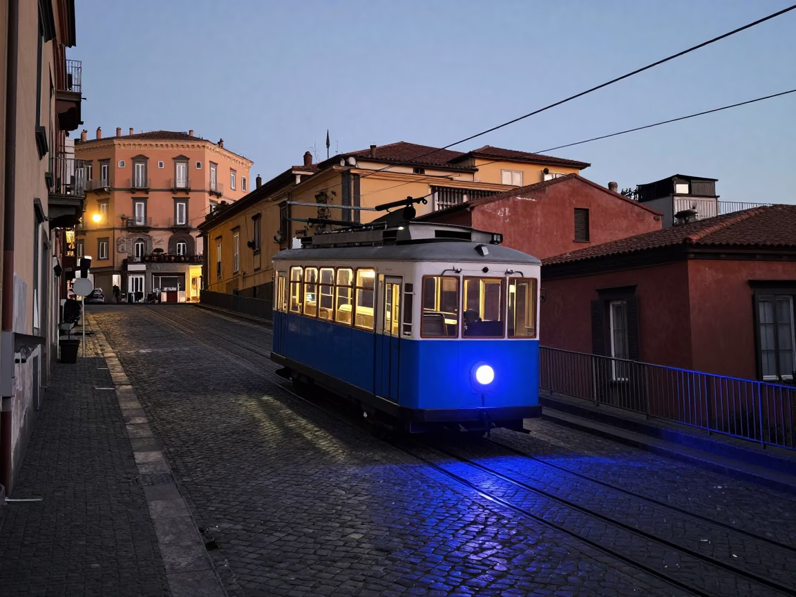 Blue Light in Naples at The Last Blue Light Of Evening in in Naples, Italy