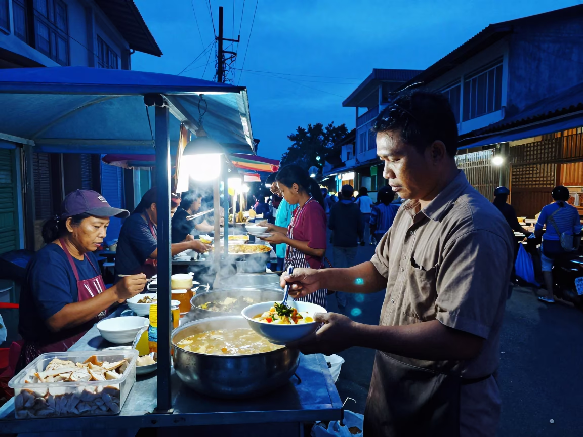 Blue Light in Yogyakarta at The Last Blue Light Of Evening in in Yogyakarta, Indonesia