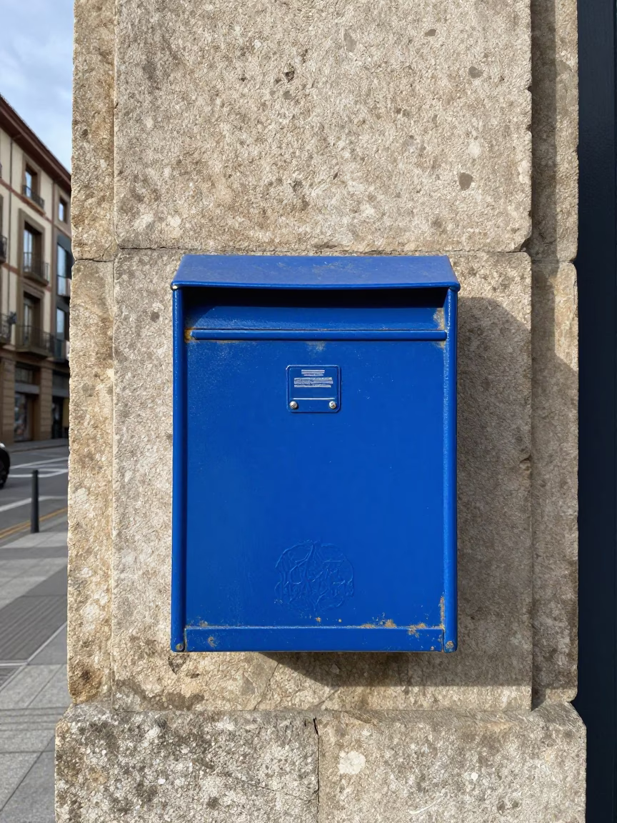 Blue Mailbox in Bilbao in in Bilbao, Spain
