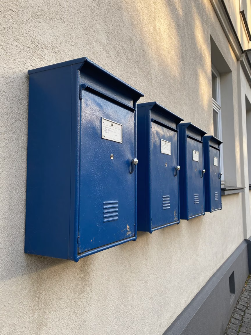 Blue Mailboxes in Berlin in in Berlin, Germany
