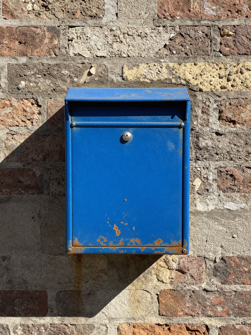 Blue Metal Mailbox in Berlin in in Berlin, Germany