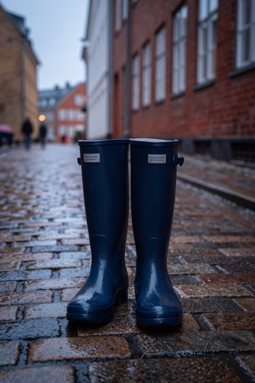 Blue Rubber Rain Boots in Copenhagen in in Copenhagen, Denmark