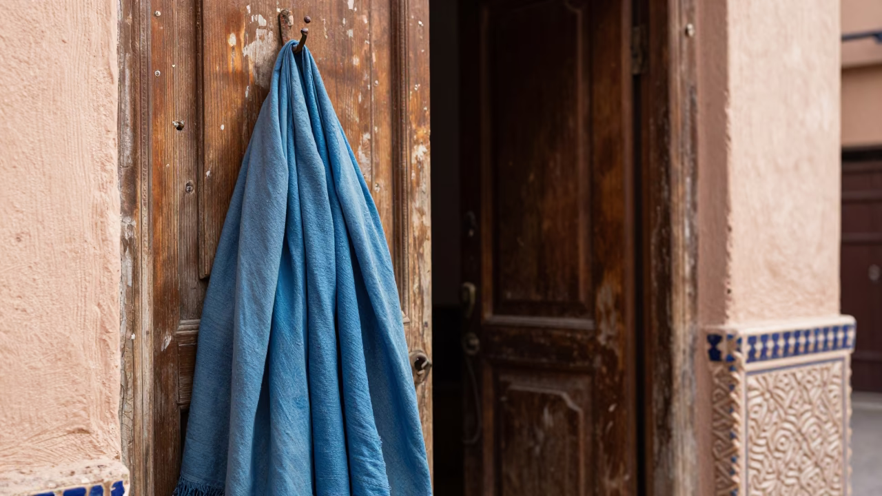Blue Scarf in Marrakech in in Marrakech, Morocco