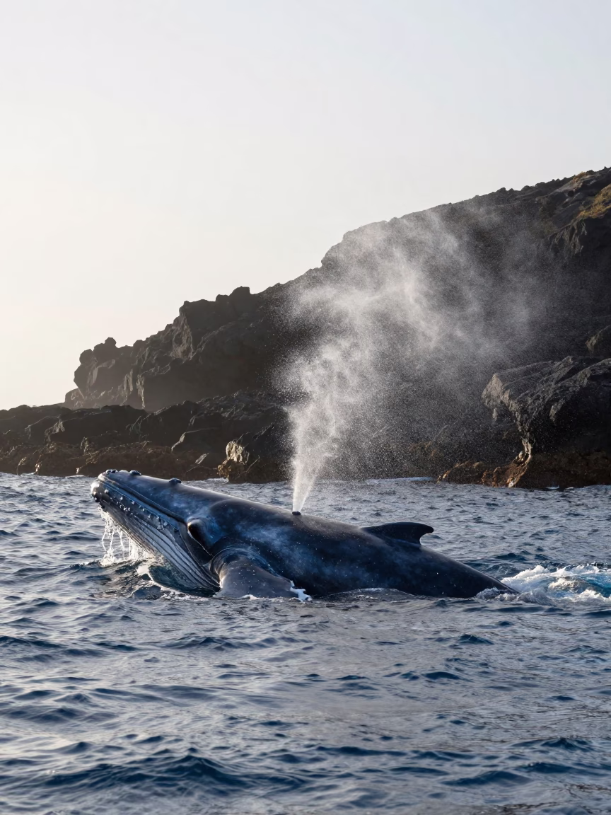 Blue Whale Surfaces Near Catalonian Volcanic Drop-off in beside a volcanic drop-off in Catalonia