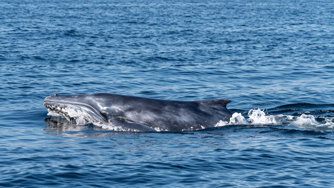 Blue Whale Surfacing in British Columbia Waters in in British Columbia