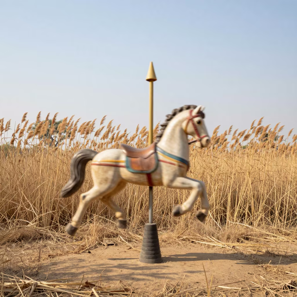 Blurred Carousel Horse at Chhattisgarh Reed Bed in at the edge of a reed bed in Chhattisgarh