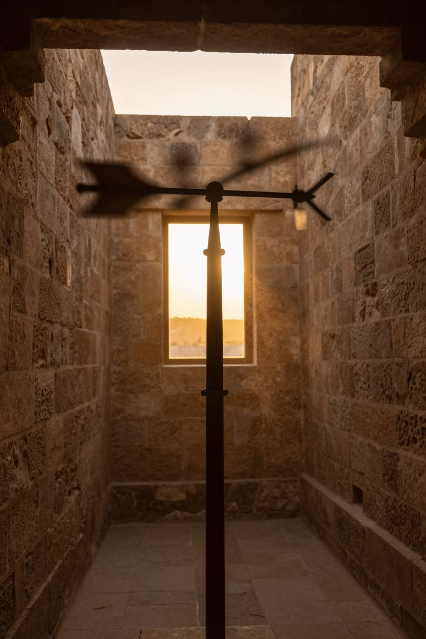 Blurred Weathervane in Qena Skylight in inside a skylit passageway in Qena
