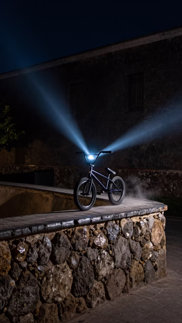 BMX Racer Projected on Arequipa Stone Ledge in on a stone ledge in Arequipa