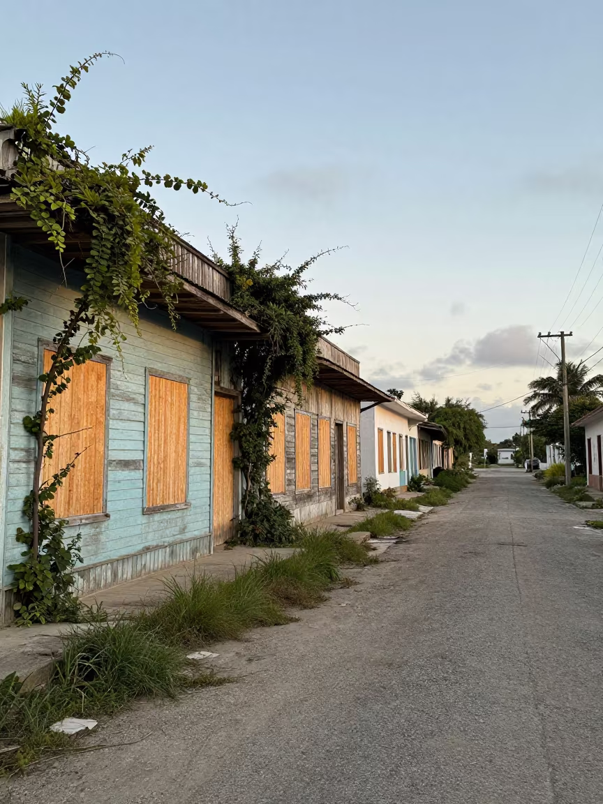 Boarded Windows on Ghost Town Main Street in near Caguas