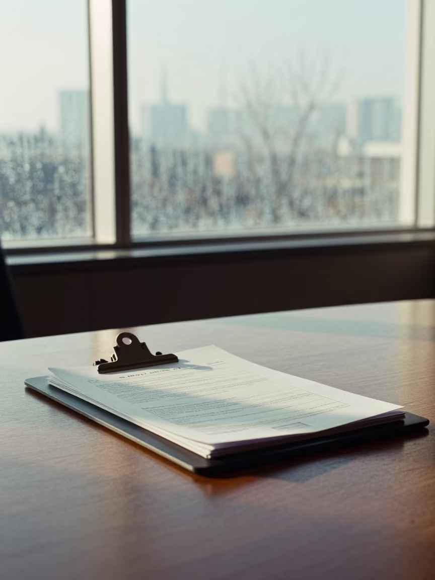 Boardroom Clipboard Before Meeting Baghdad in at a boardroom table before a meeting near Baghdad