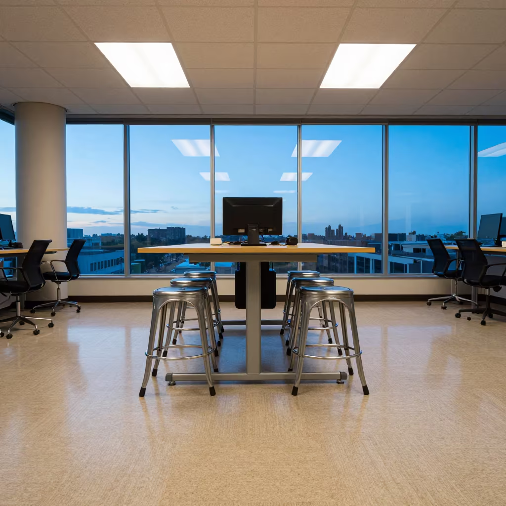 Boardroom Stool Rack Before Dawn in Kut in at a boardroom table before a meeting in Kut