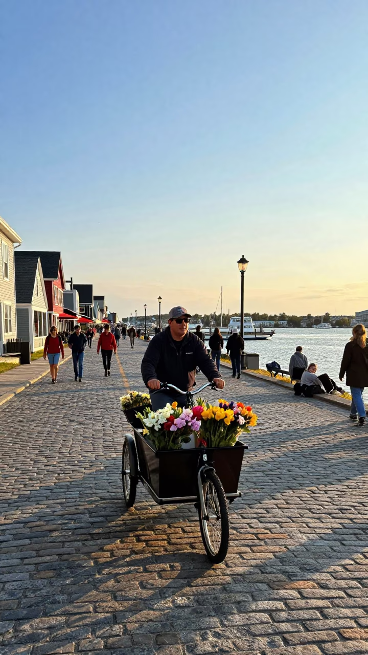 Boardwalk Scene in Halifax at Golden Hour in in Halifax, Nova Scotia, Canada