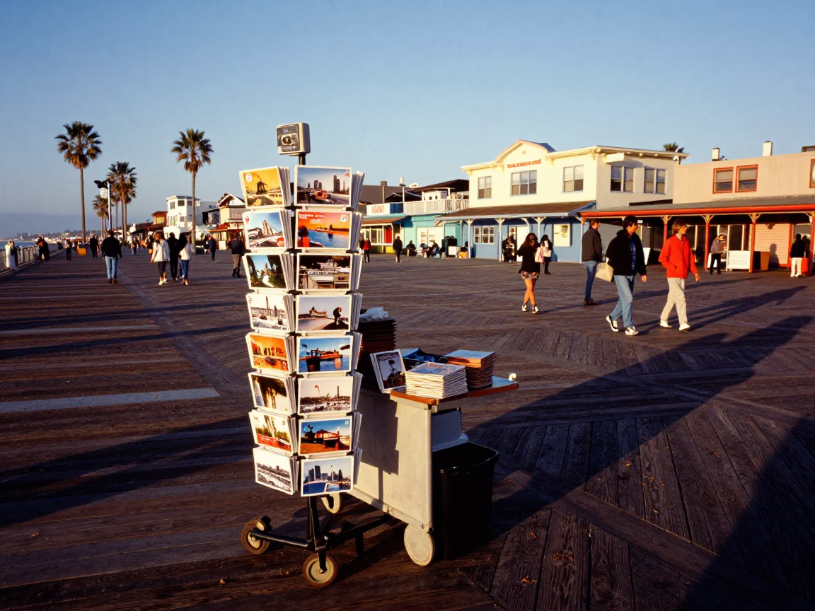 Boardwalk Scene in San Diego at Clear Late-afternoon Light in in San Diego, California, United States