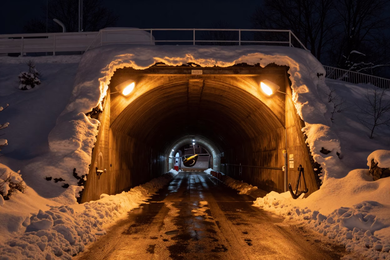 Boat Anchor at Deep In The Night Light in Bergen in in Bergen, Norway