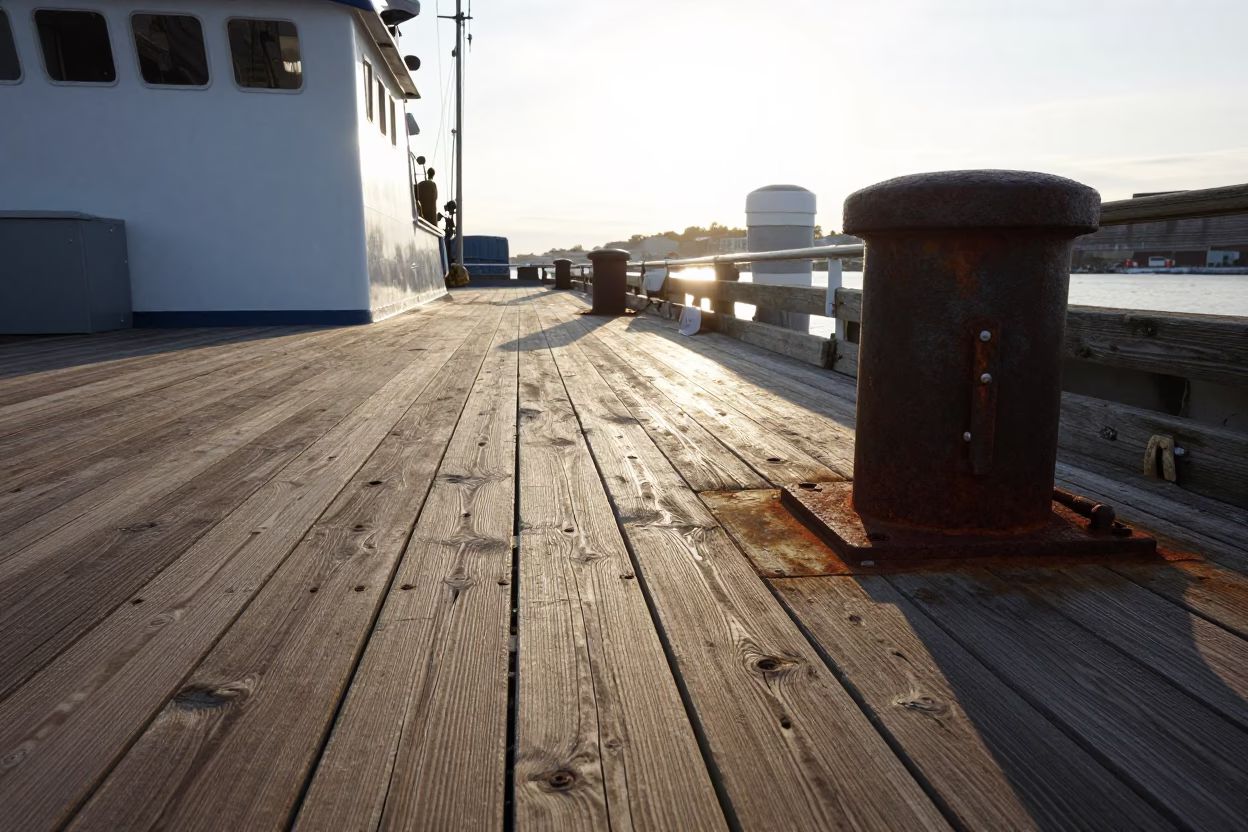 Boat Deck just after sunrise in Boston in in Boston, Massachusetts, United States