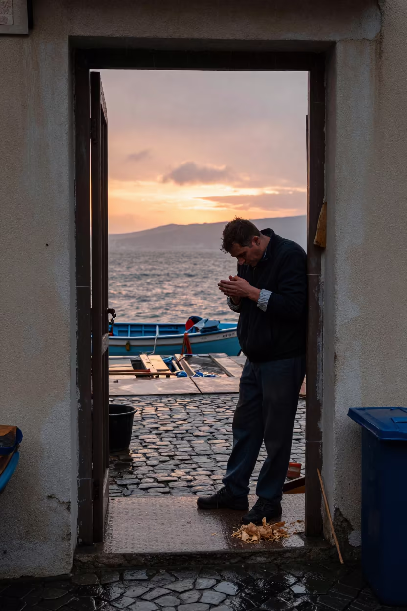 Boatbuilder in Thessaloniki After Rain in in Thessaloniki