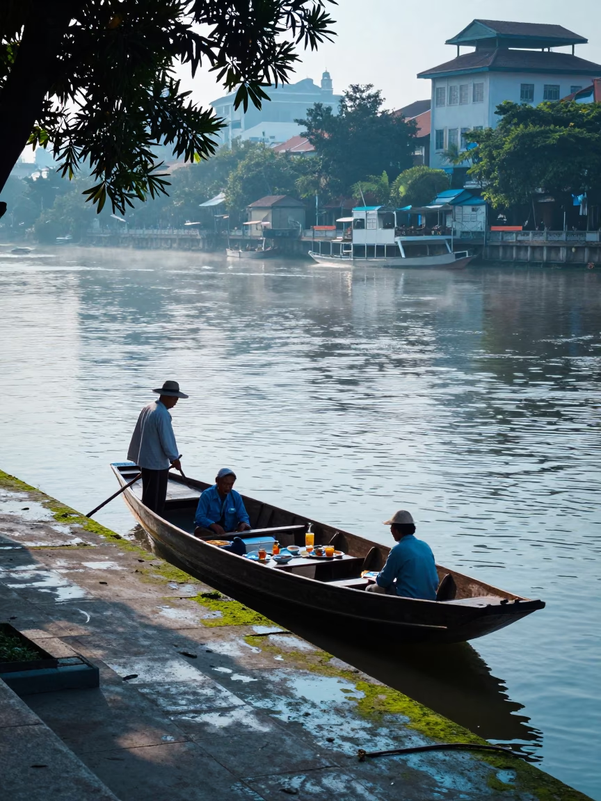 Boatman in Ho Chi Minh City in in Ho Chi Minh City, Vietnam