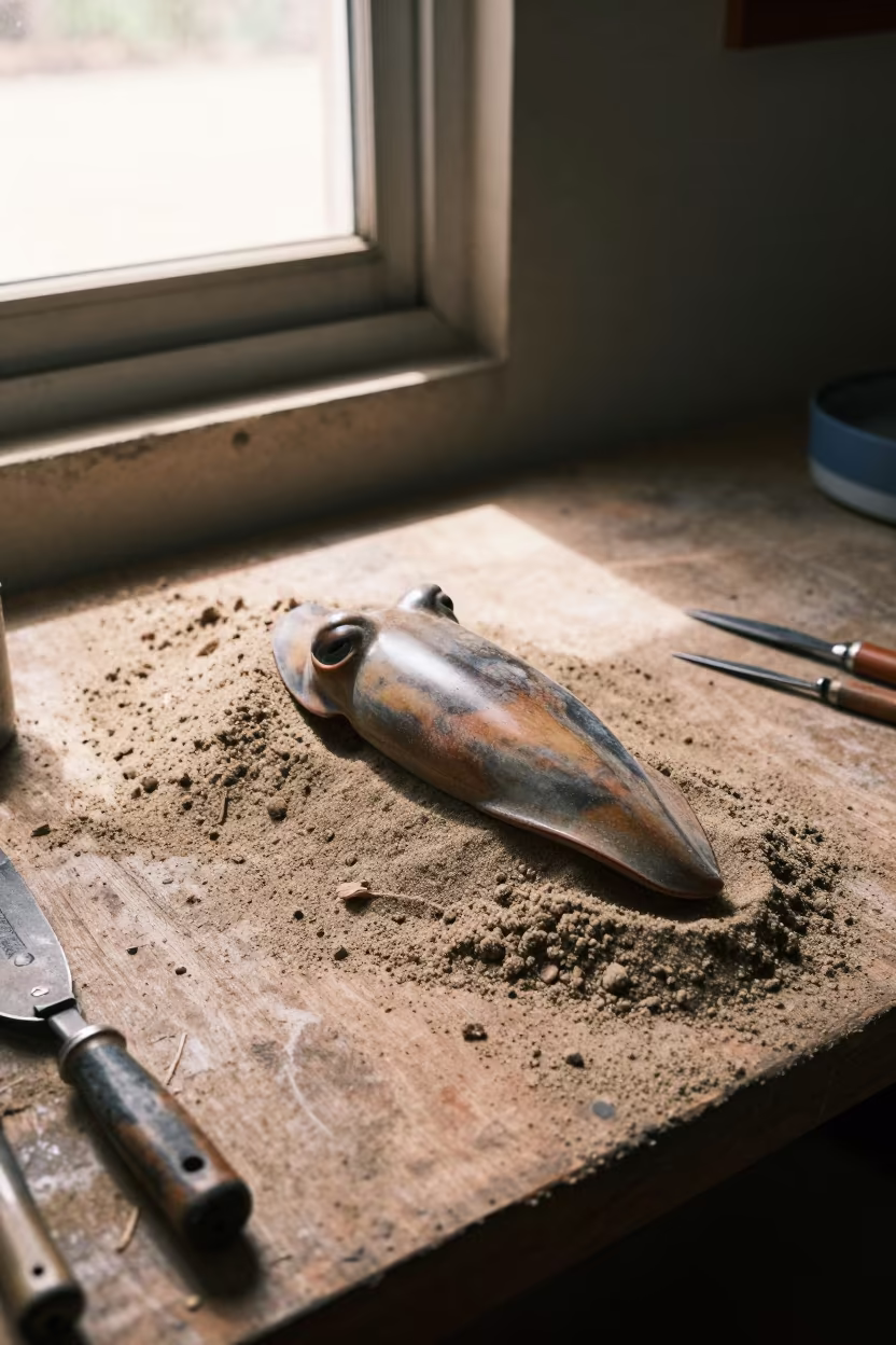 Bobtail Squid Model on Workshop Shelf in on a workshop shelf in Bobo-Dioulasso