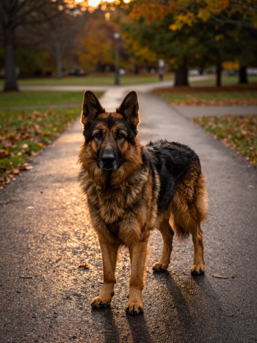 Bohemian Shepherd on Halifax Park Path in along a quiet park path with soft open shade and a clean background in Halifax