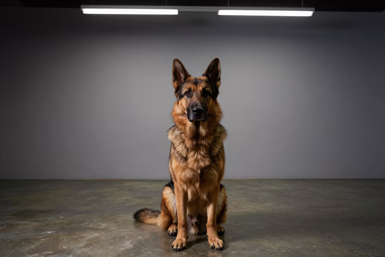 Bohemian Shepherd Portrait Studio Kyiv Predawn in in a quiet portrait studio with a plain backdrop and eye-level framing near Kyiv