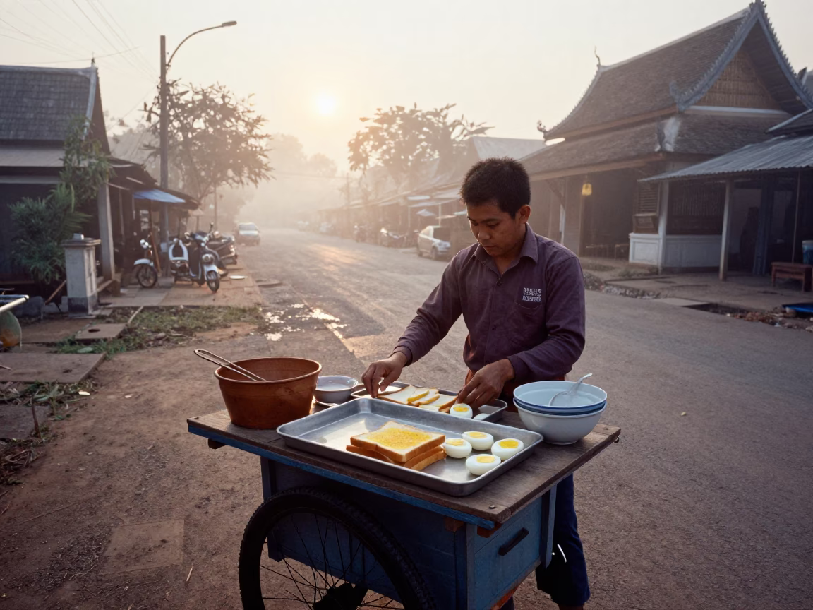 Boiled Eggs in Chiang Mai at First Light Of Dawn in in Chiang Mai, Thailand
