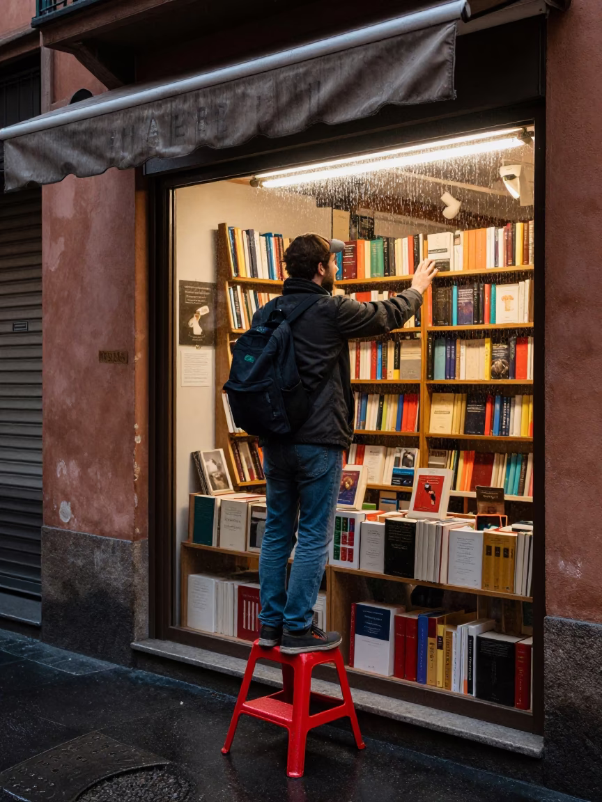 Bologna Apprentice at Dusk Light in in Bologna, Italy