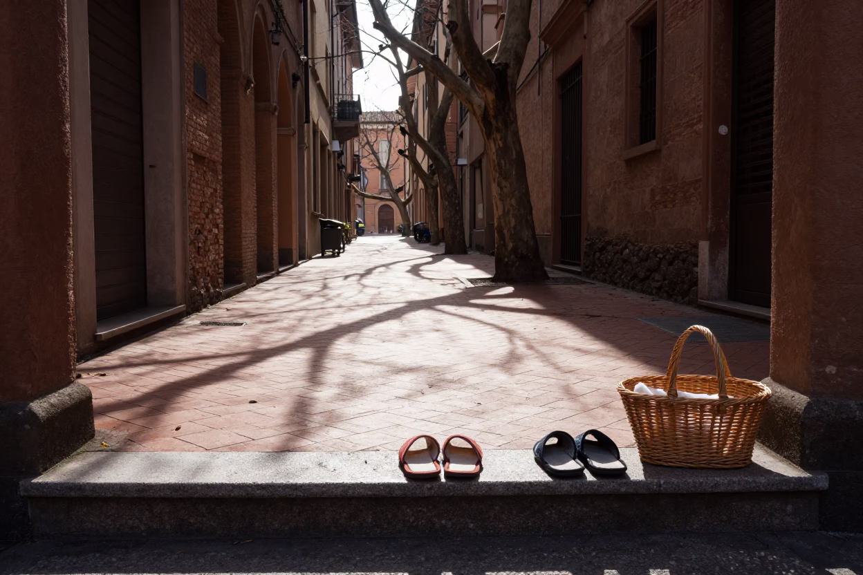 Bologna Basket at Noon Light in in Bologna, Italy