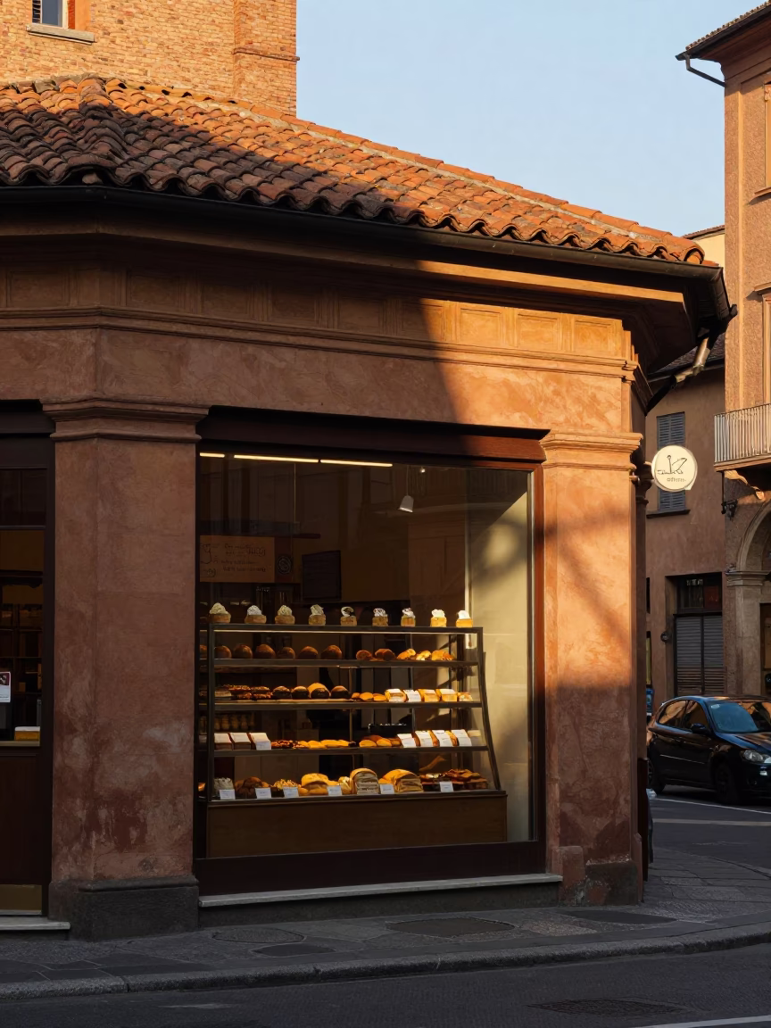 Bologna Historic Street at As First Light Reaches The Scene in in Bologna, Italy