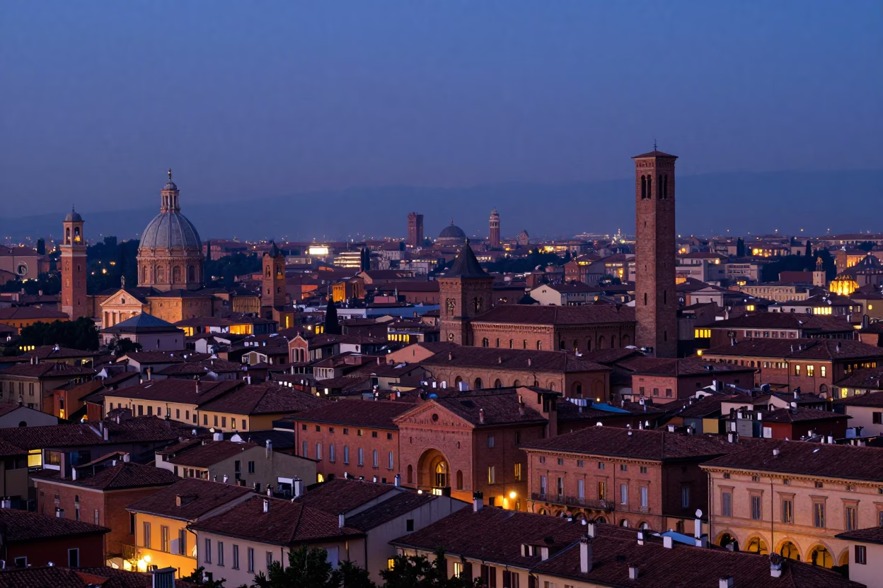 Bologna Italy Nautical Dawn Cityscape and Urban Life in in Bologna, Italy