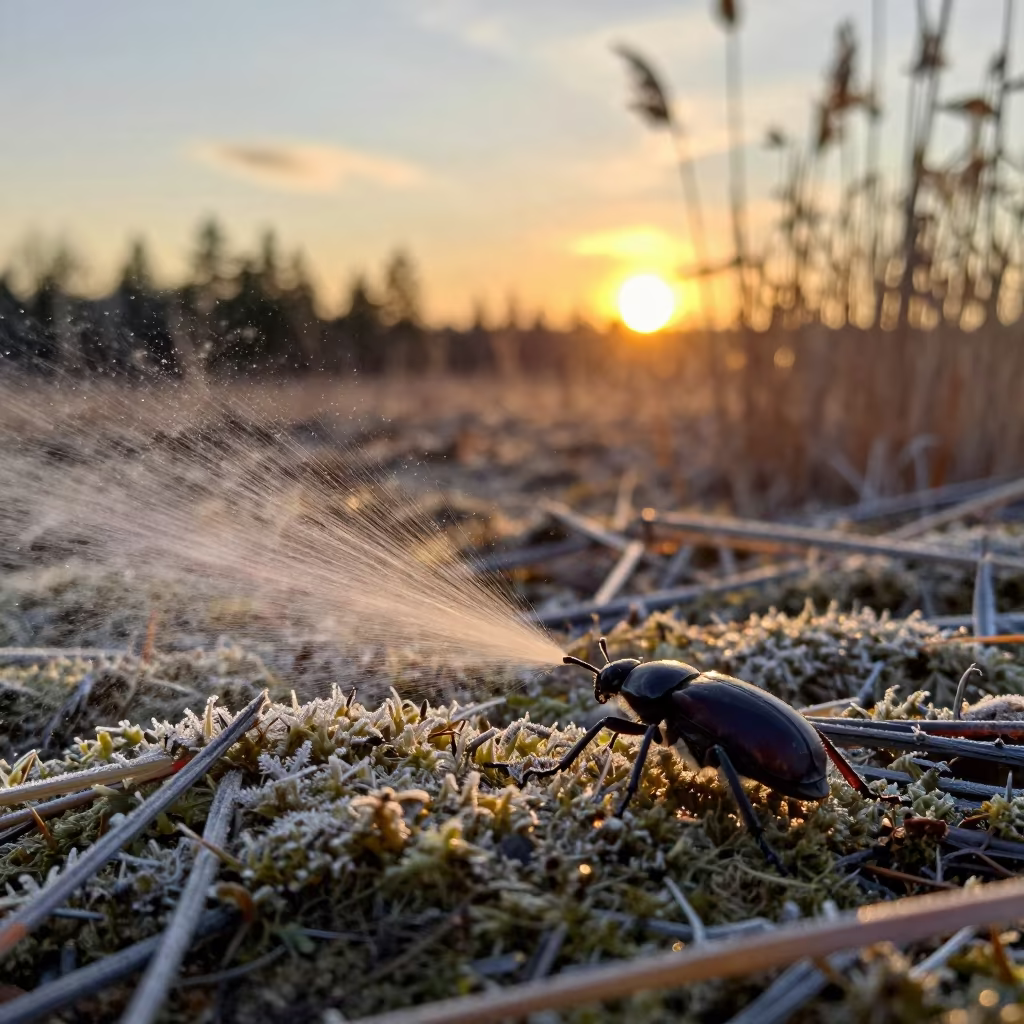 Bombardier Beetle Spray Amber Sunset Light in near Vantaa