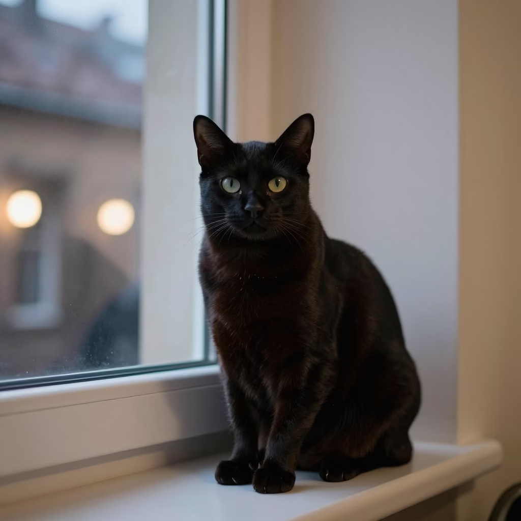 Bombay Cat Portrait in Quiet Katowice Studio in in a quiet portrait studio with a plain backdrop and eye-level framing in Katowice