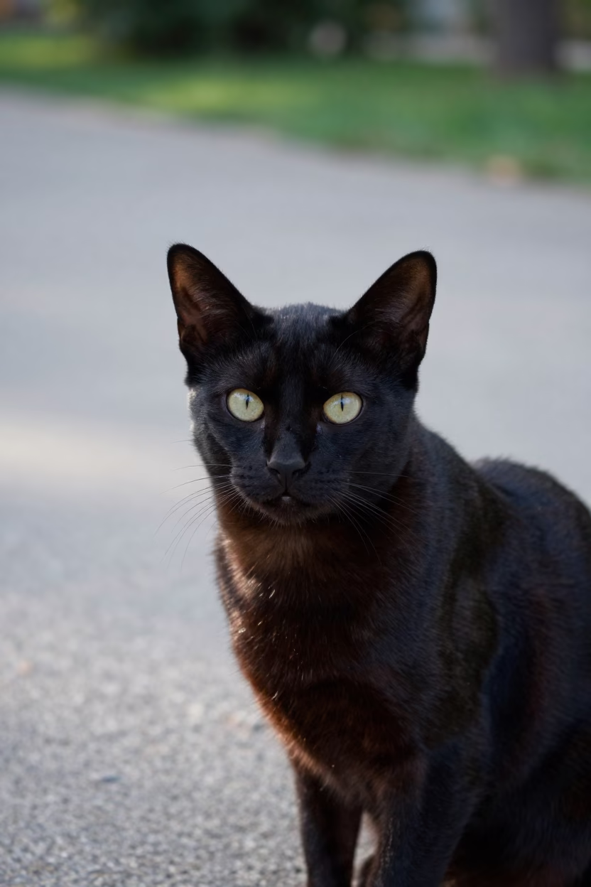 Bombay Cat Portrait on Podgorica Path in along a quiet park path with soft open shade and a clean background in Podgorica