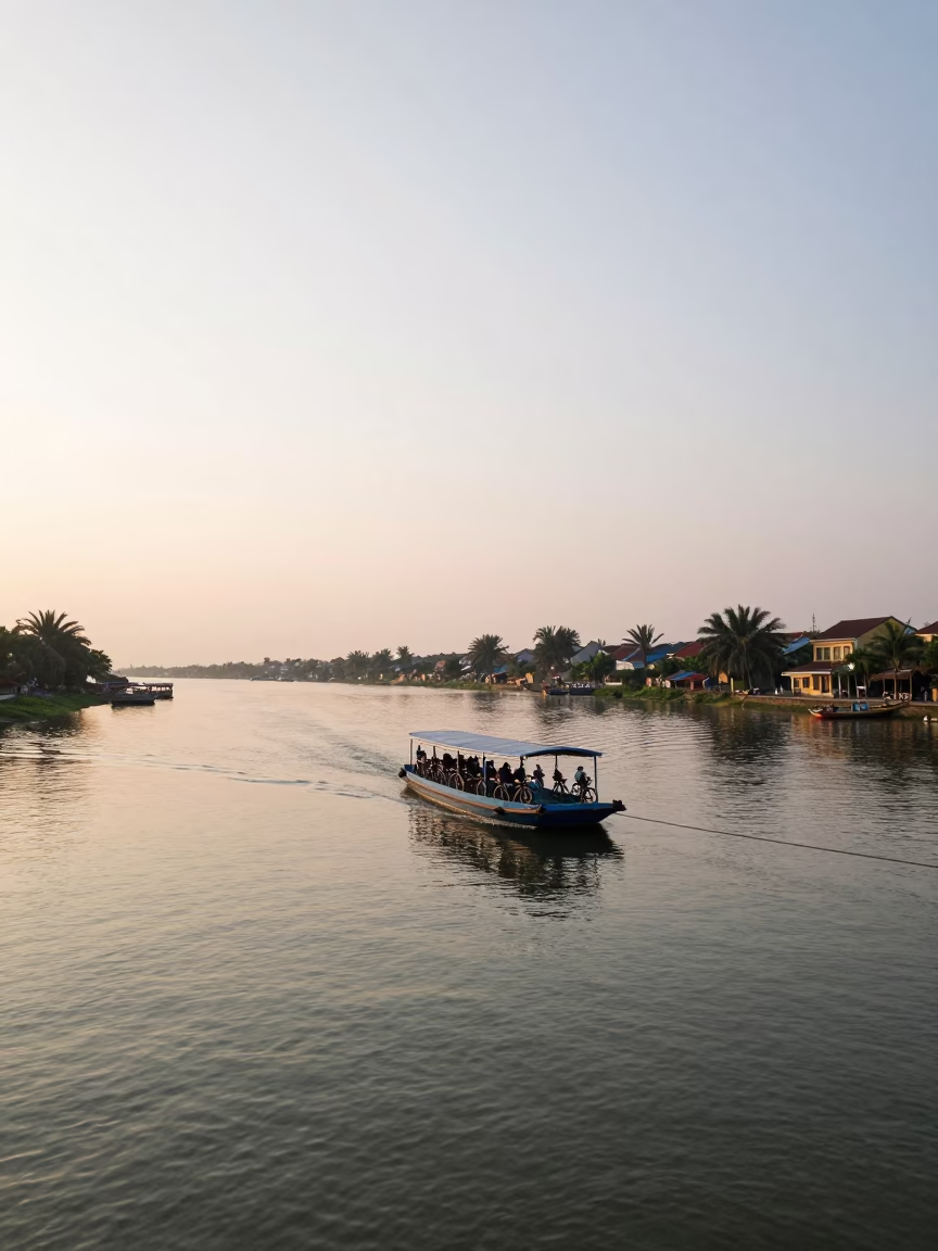 Bon River just after sunrise in Hoi An in in Hoi An, Vietnam