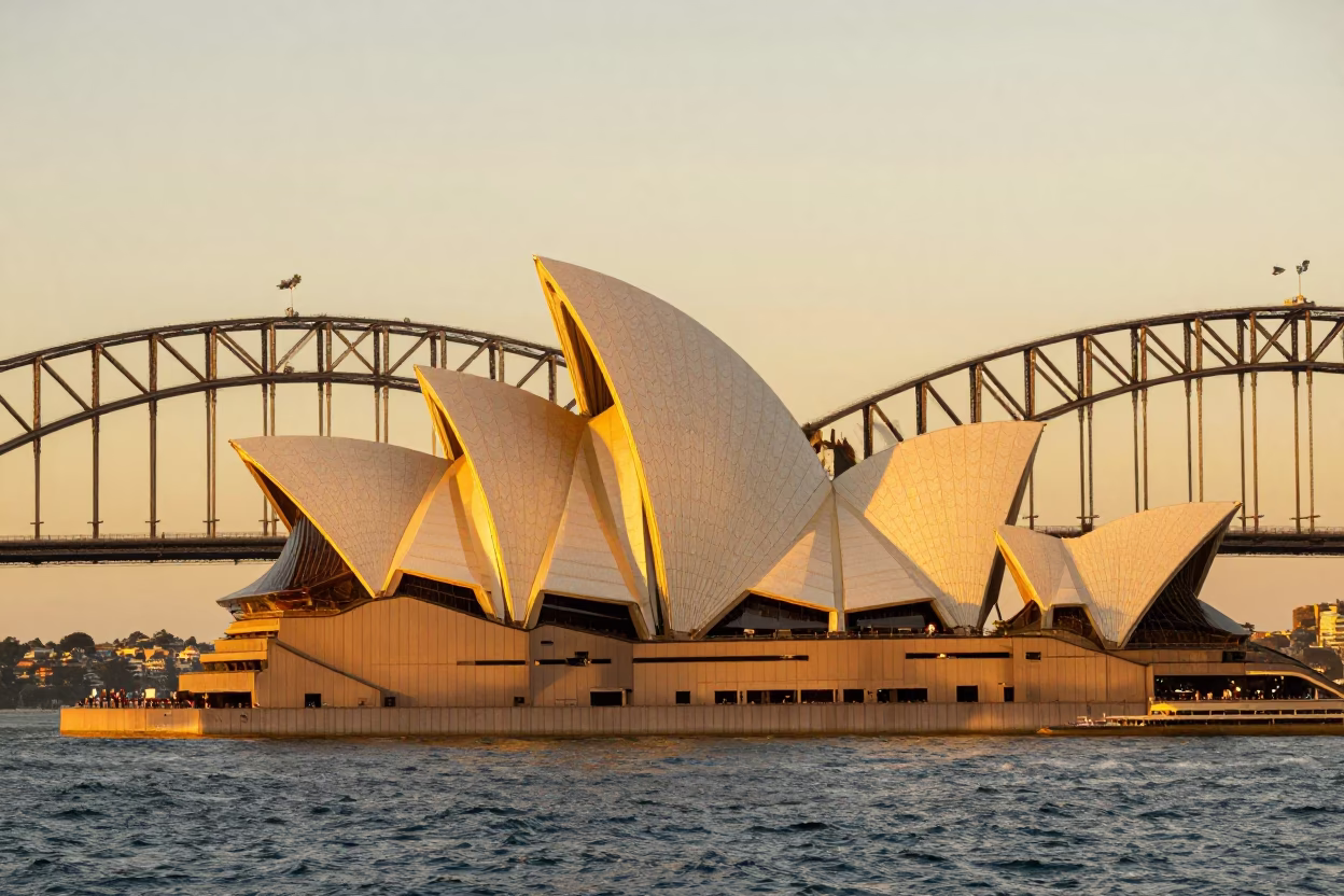 Bondi Beach in Sydney at Sunset Light in in Sydney, New South Wales, Australia