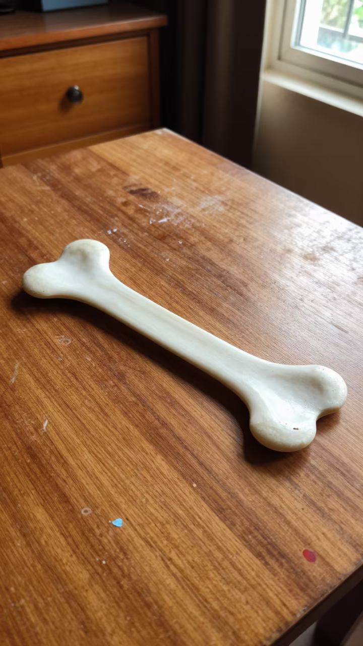 Bone Folder on Paint Splattered Table Near Dehradun in on a hotel dresser near Dehradun