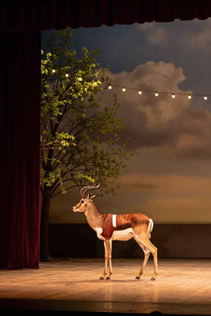 Bongo Antelope on St Petersburg Stage in on a theater stage in St Petersburg