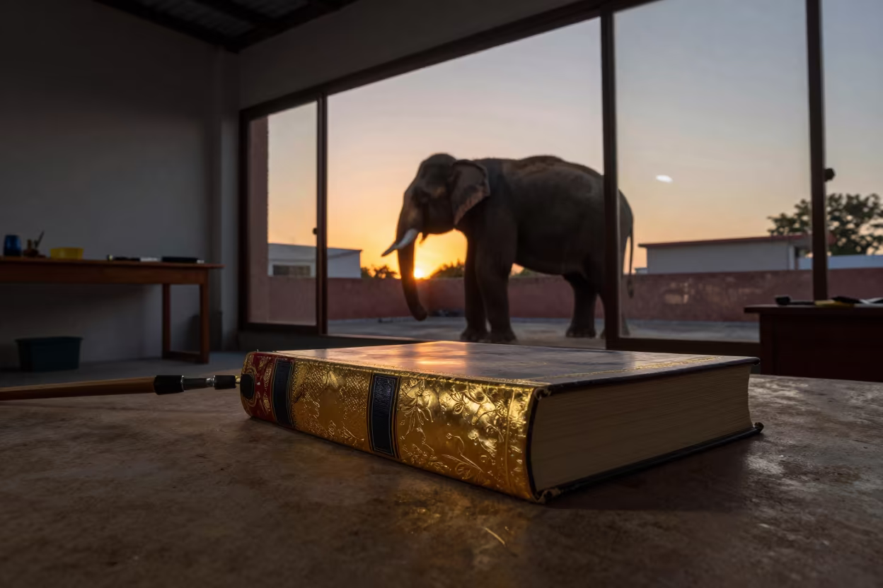 Bookbinder Gilding Spine Elephant Rooftop Maracaibo in in a rehearsal room in Maracaibo