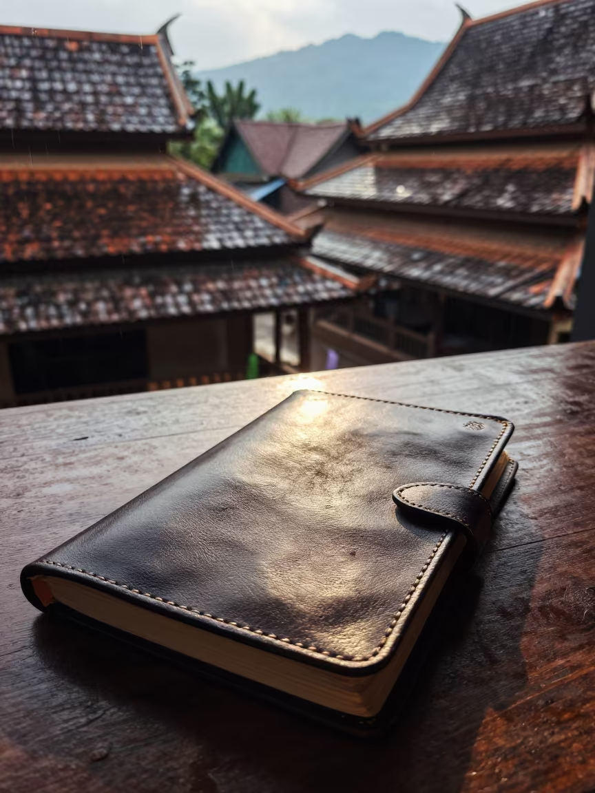 Bookmaker Gilding Leather in Chiang Mai Old Quarter in in the old quarter in Wualai, Chiang Mai