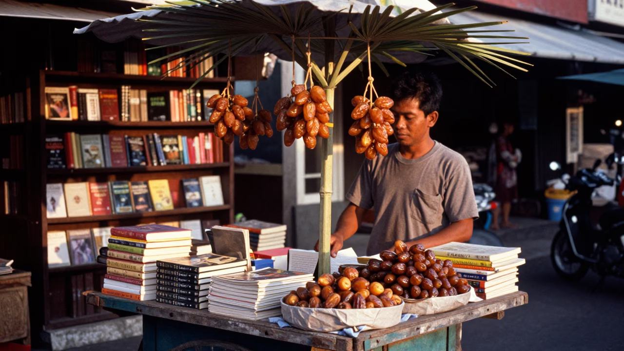 Books in Denpasar at The Still Hours Before Dawn Light in in Denpasar, Indonesia