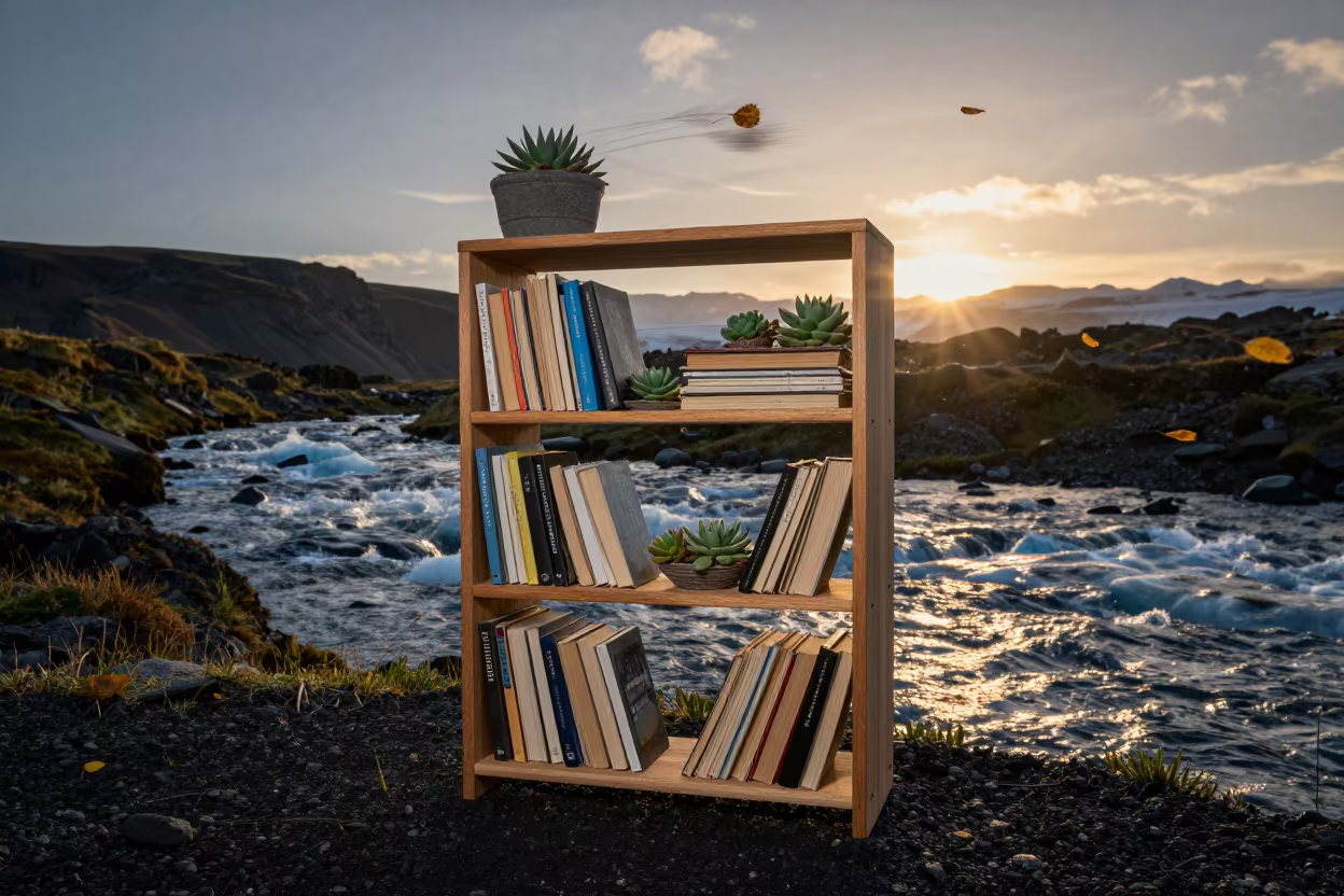 Bookshelf Succulents Glacial Stream Iceland in above a glacial stream in Iceland