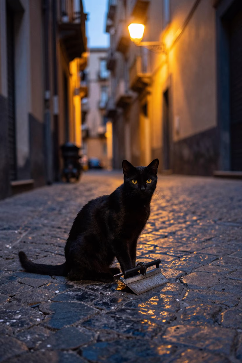 Boot Scraper after dark in Naples in in Naples, Italy